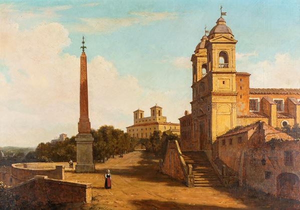 pittore del XX secolo - Veduta di Trinità dei Monti