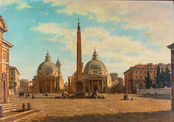 Pittore del XX secolo - Veduta di Piazza del Popolo