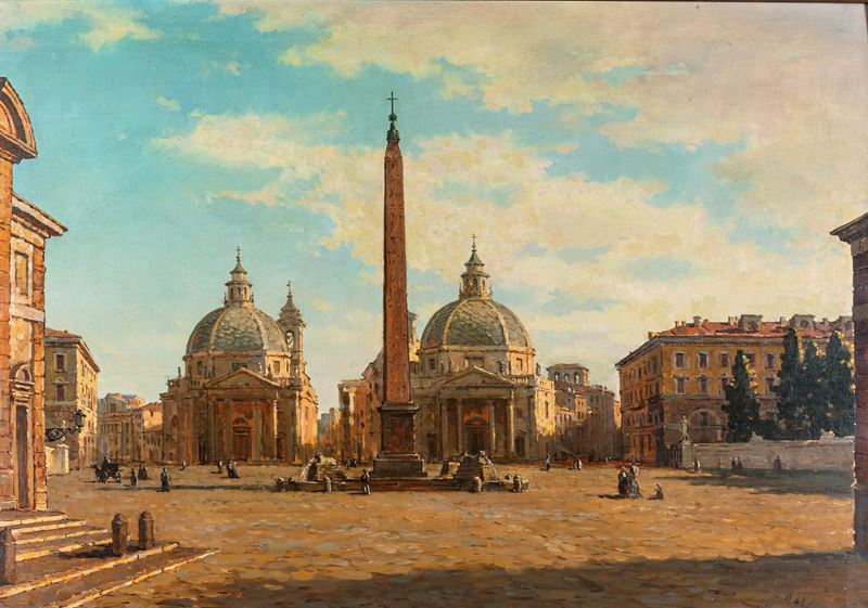 Pittore del XX Secolo - Veduta di Piazza del Popolo