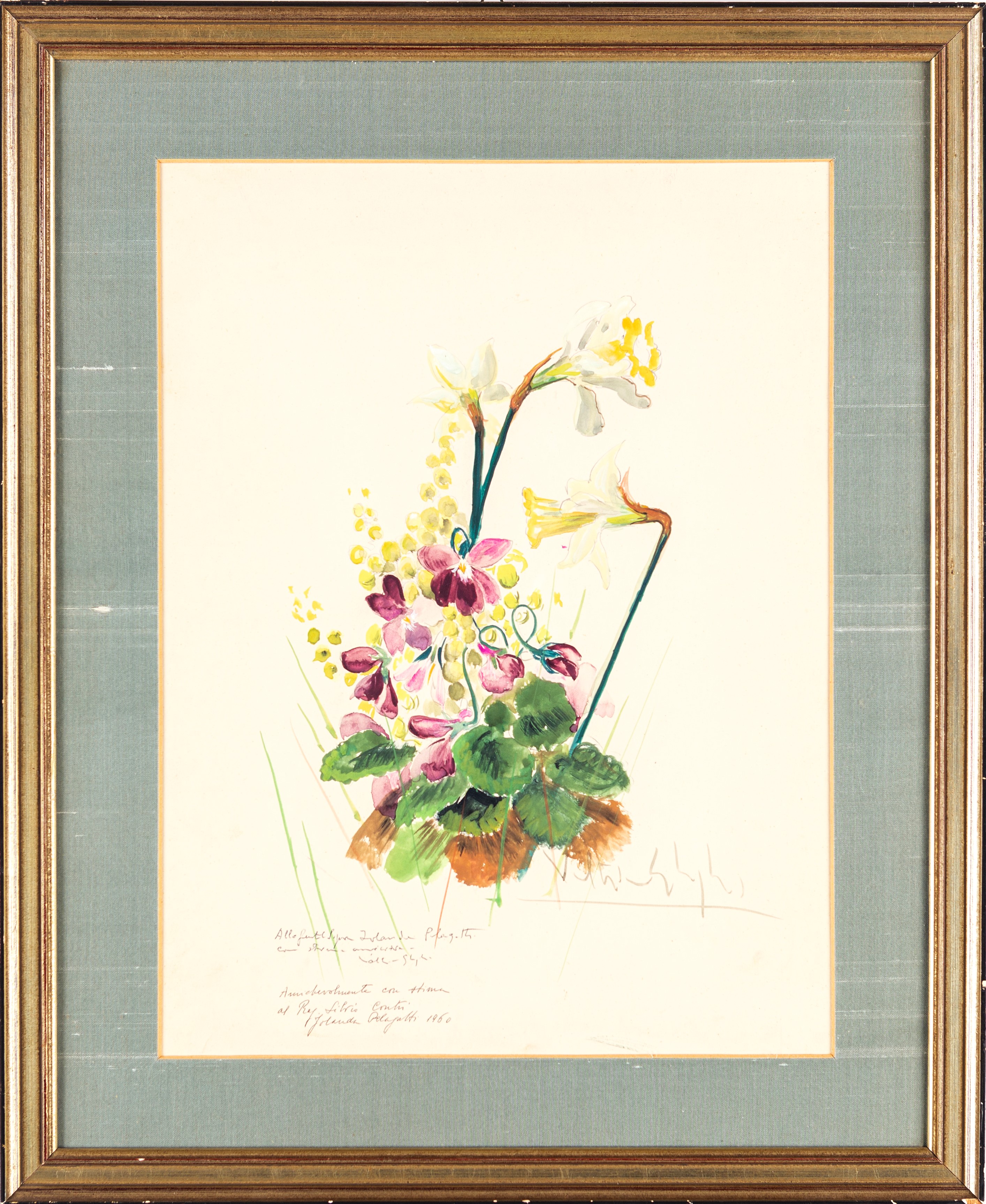 Paulo Ghiglia - Bouquet di fiori, acquerello su carta