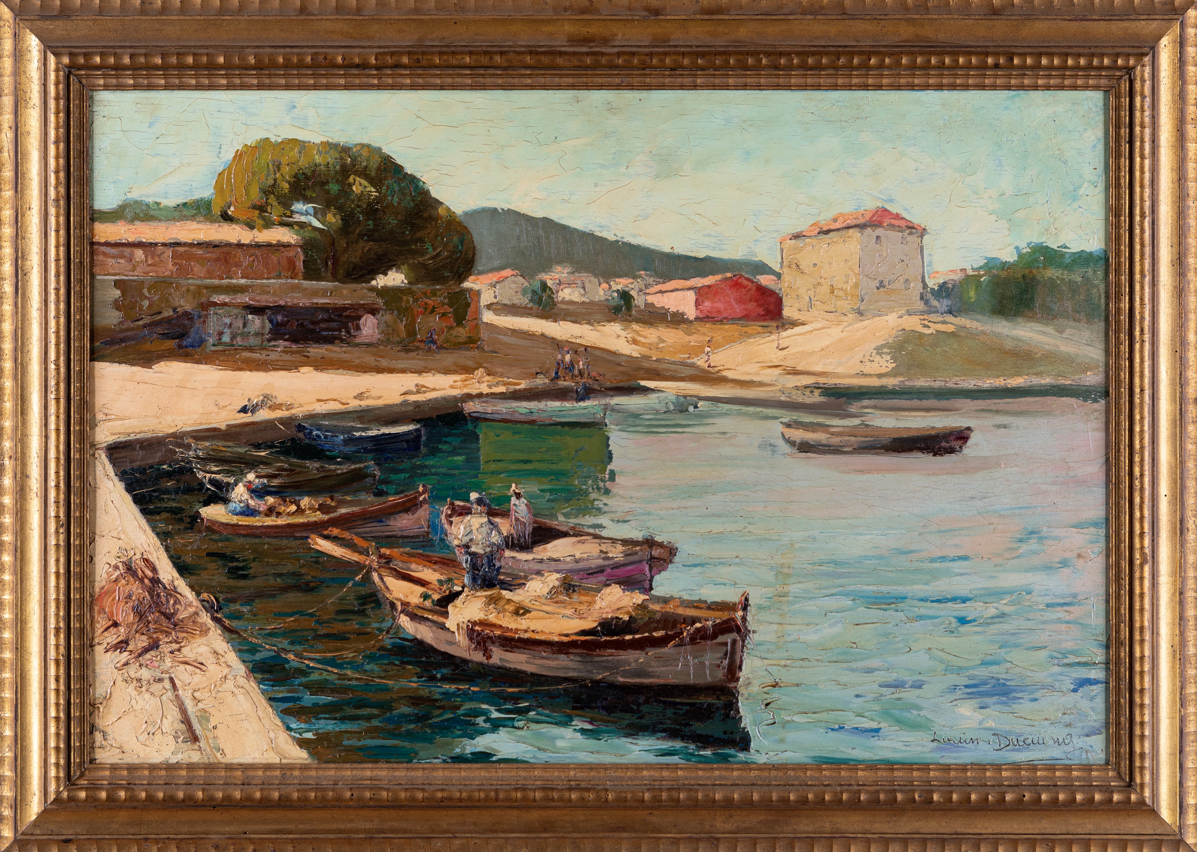 Lucien Ducuing - Porticciolo con Pescatori