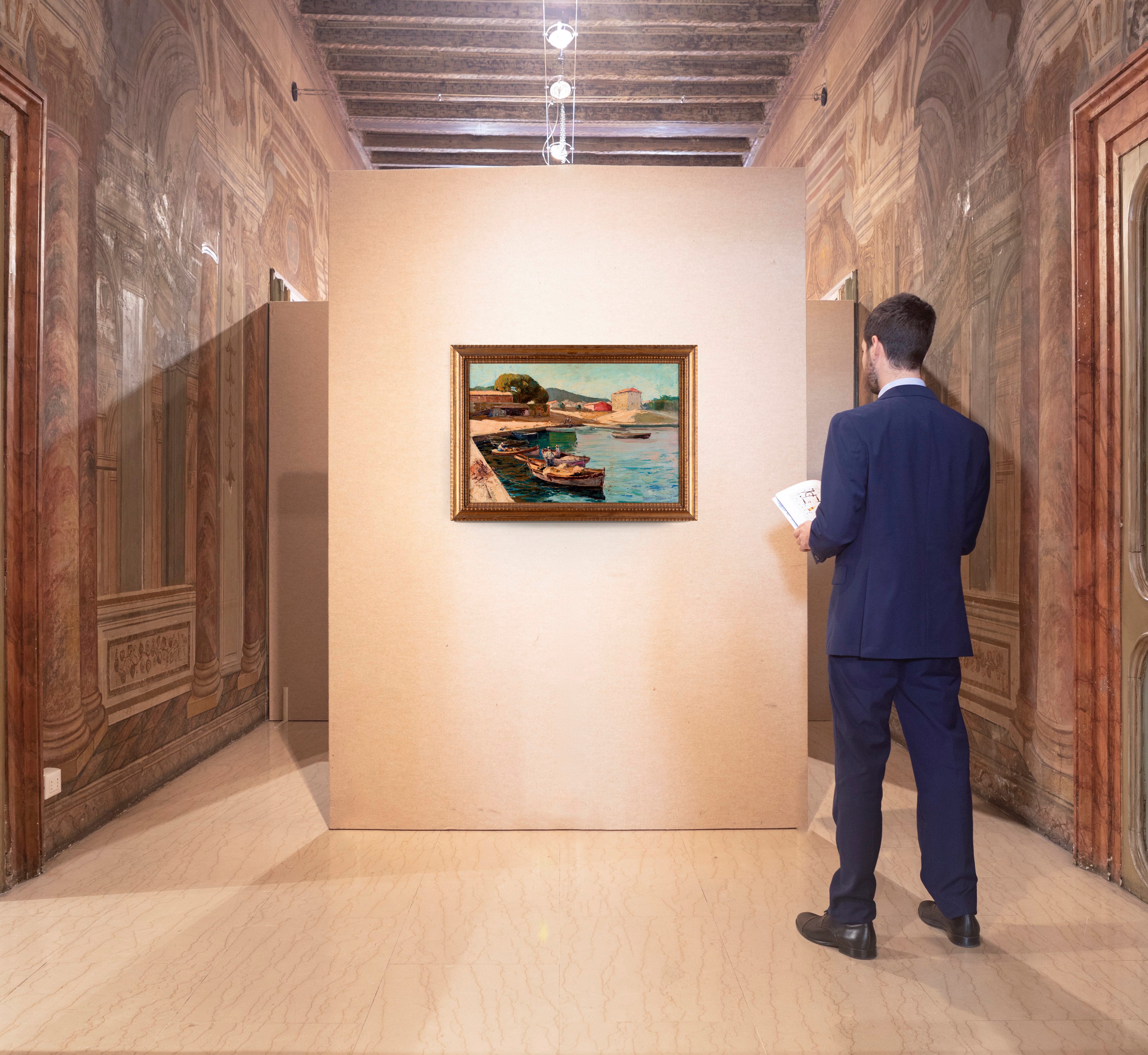Lucien Ducuing - Porticciolo con Pescatori