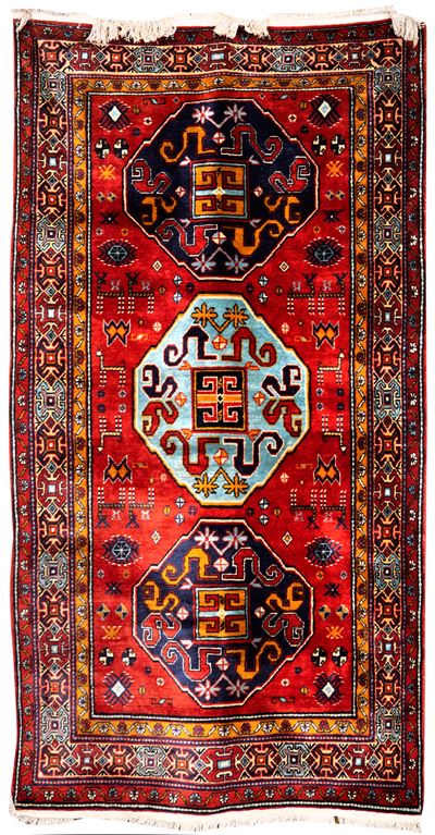 Tappeto Caucasico Dragon Rug Fondo Rosso