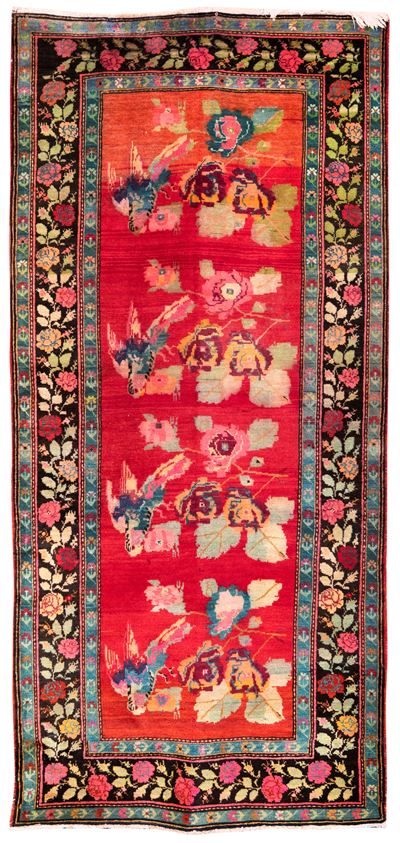 Tappeto Caucasico Kilim Karabagh Fondo Rosso