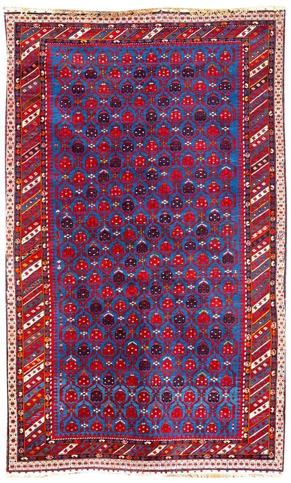 Tappeto caucasico Daghestan fondo blu