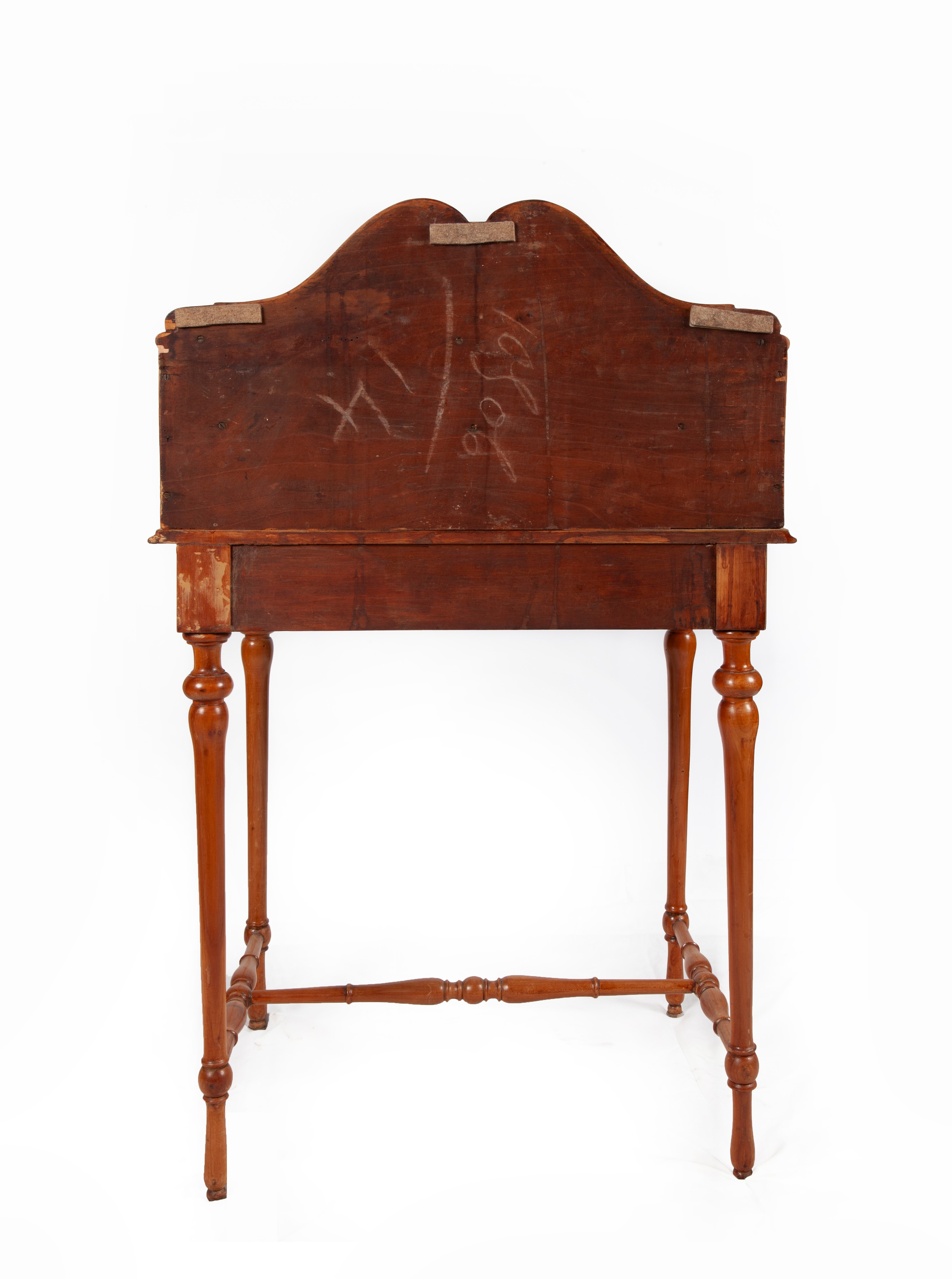 Scrittoio in Legno Intarsiato e Pirografato, Ebanisteria del Novecento
