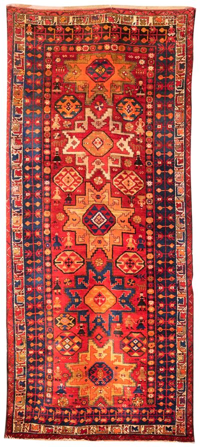Corsia Karabagh Fondo Rosso con Personaggi