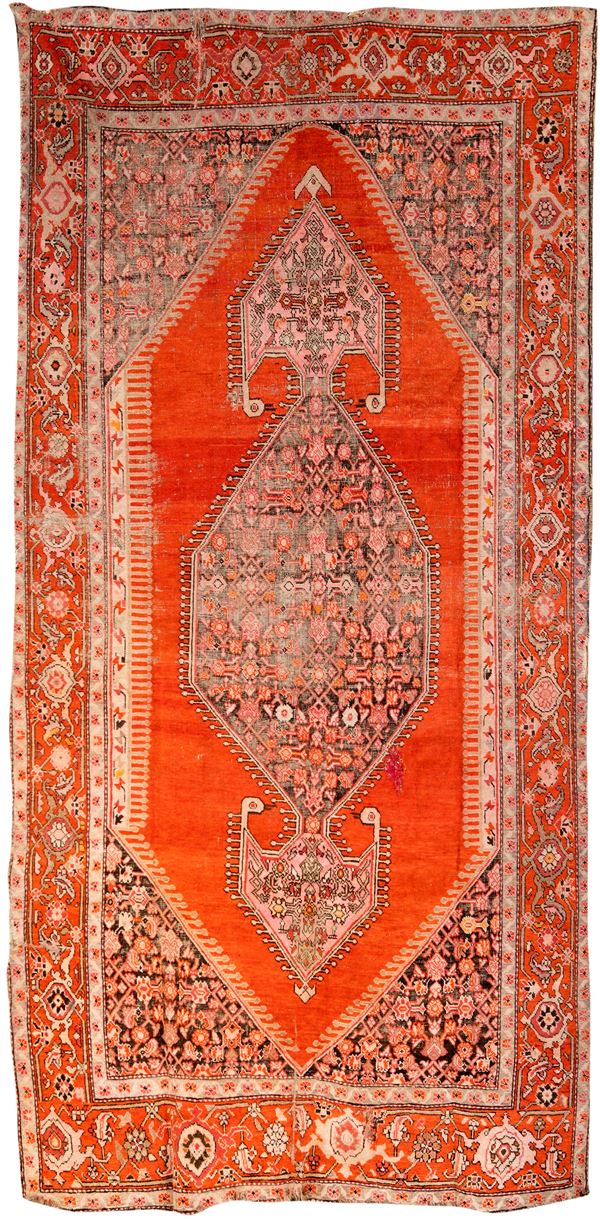 Grande tappeto caucasico fondo arancio, vecchia manifattura