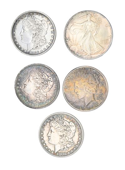 Lotto di 5 Dollari in Argento Usa