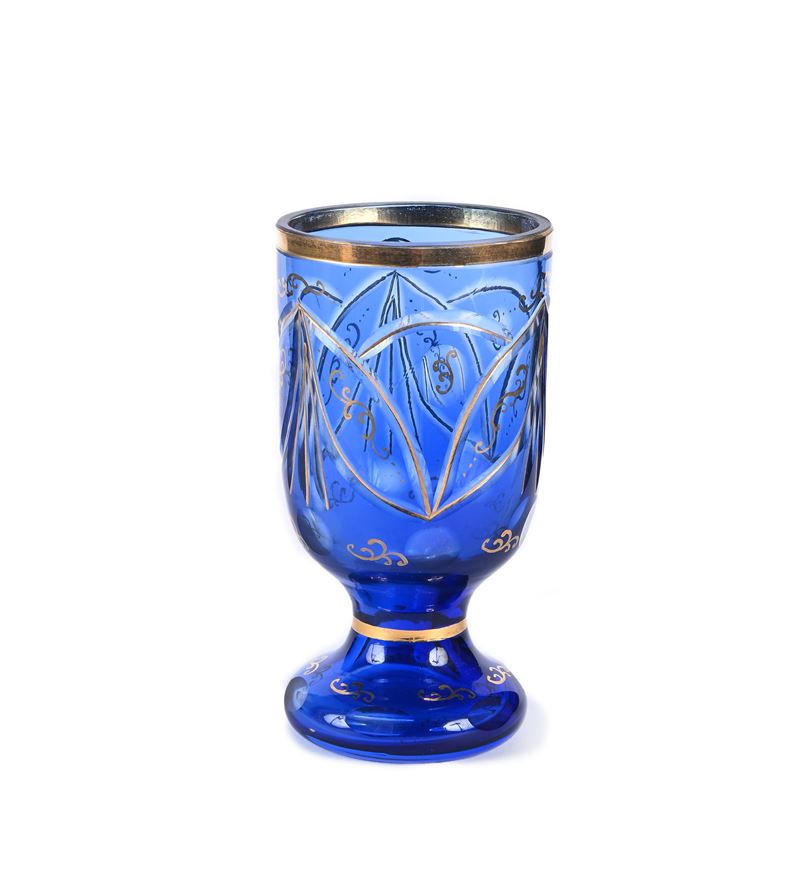 Bicchiere in Vetro Blu, Boemia, Seconda Metà del XIX Secolo