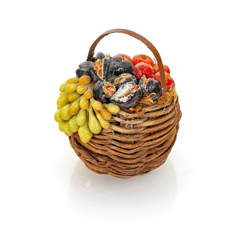 Cestino con Fichi e Mele in Terracotta, Uva in Cera