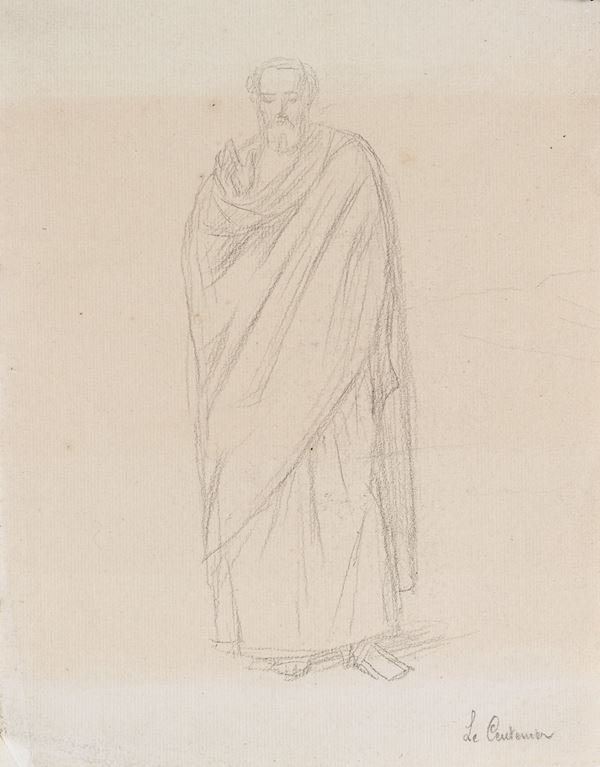 Pierre-Auguste  Pichon : Studio di Apostolo (Disegno preparatorio per Le Centenier)  - Matita su carta - Asta Disegni Antichi - Casa d'Aste Arcadia