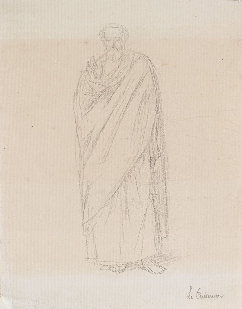 Pierre-auguste Pichon - Studio di Apostolo (Disegno preparatorio per Le Centenier), matita su car...