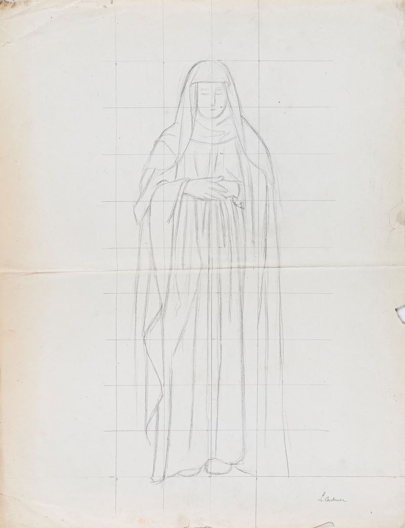 Pierre-auguste Pichon - Studio per Madonna, matita su carta