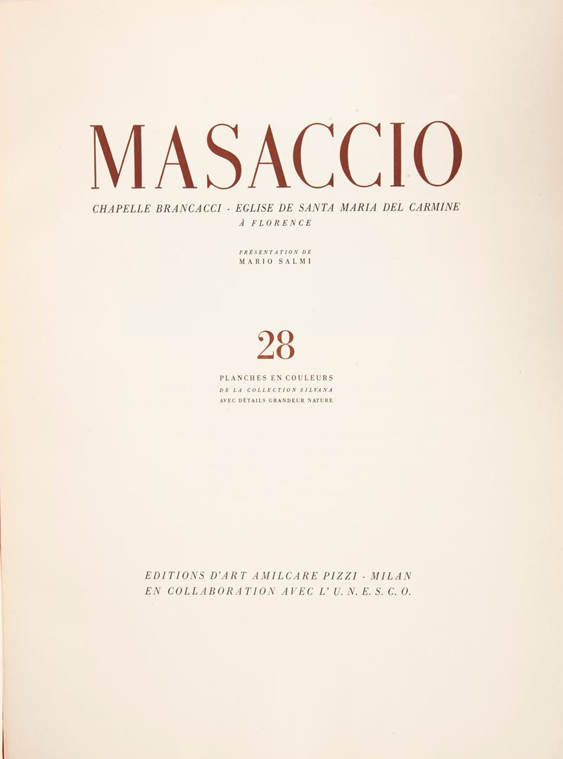 Mario Salmi - Masaccio Chapelle Brancacci Eglise De Santa Maria del Carmine a Florence