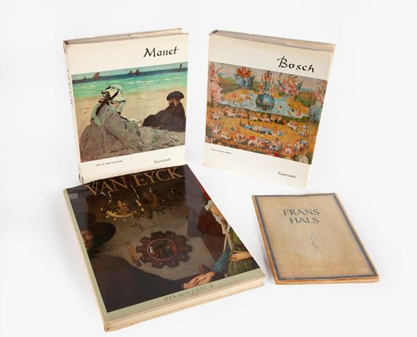 Lotto di 4 Monografie d'arte su: Frans Hals, Hubert e Jan Van Eyck, Bosch e Manet 