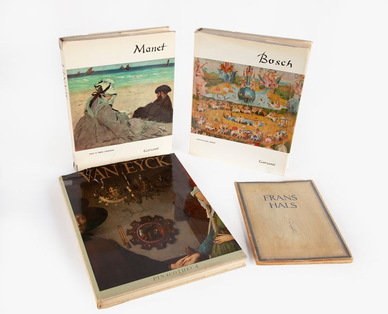 Lotto di 4 Monografie D'arte Su: Frans Hals, Hubert e Jan Van Eyck, Bosch e Manet