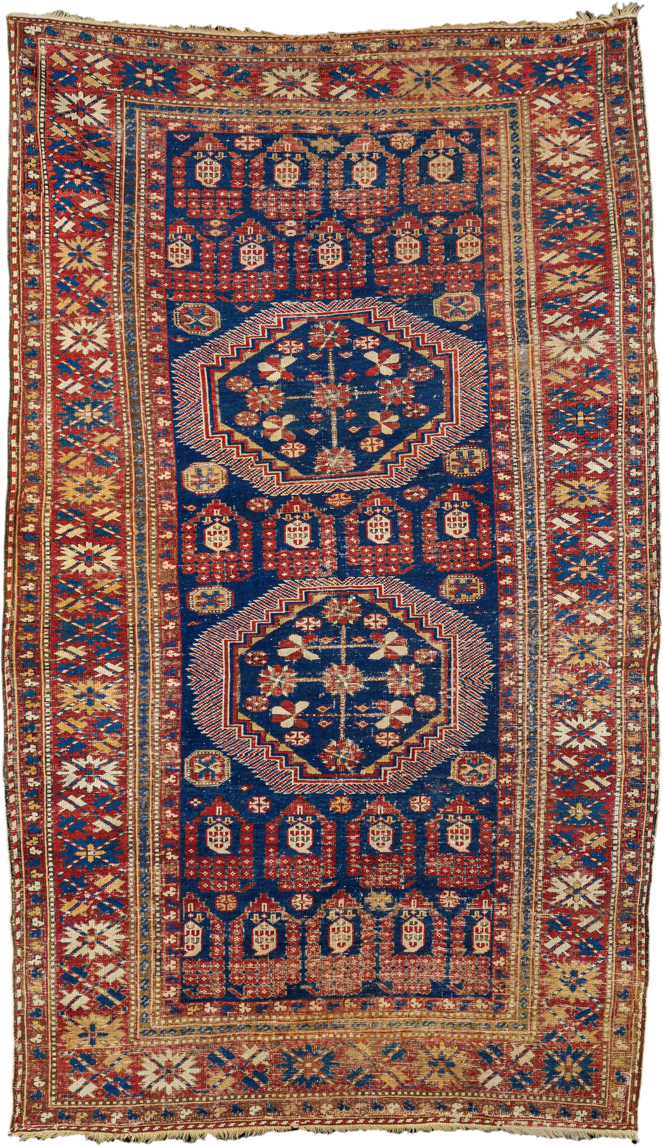 Tappeto Caucasico Blu e Rosso