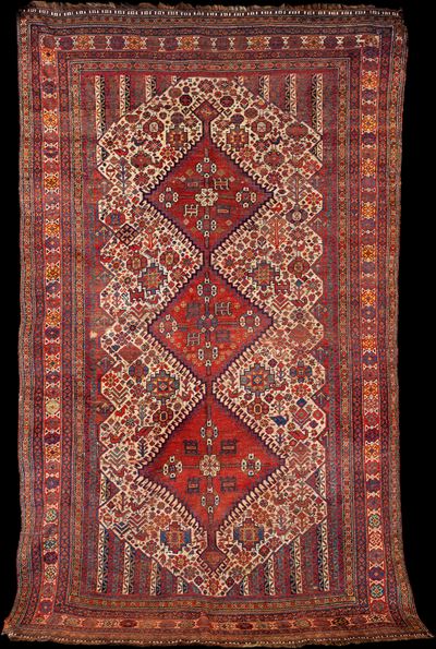Grande Tappeto Qashqai Rosso e Bianco, Iran