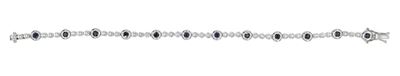 Bracciale Tennis in Oro Bianco, Brillanti e Zaffiri