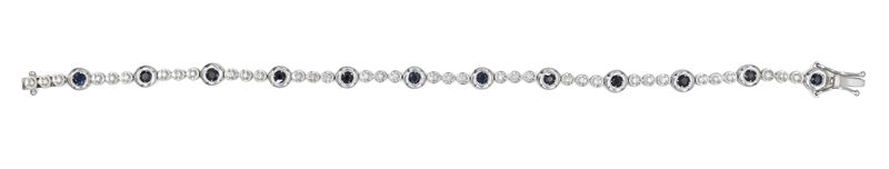 Bracciale Tennis in Oro Bianco, Brillanti e Zaffiri