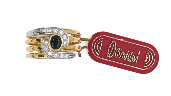 Damiani, anello in oro brillanti e zaffiro