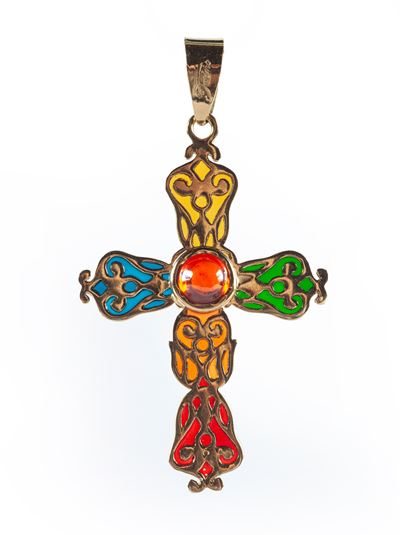 Pendente a Croce con Smalto Cattedrale