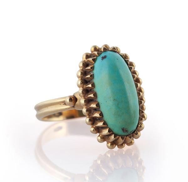 Anello in oro e turchese