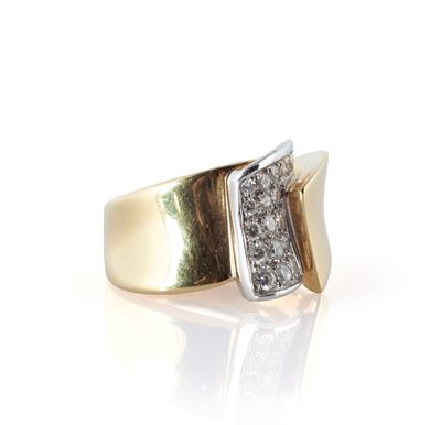 Damiani , Anello a Fascia in Oro e Brillanti