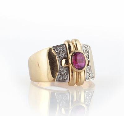 Damiani, Anello a Fascia con Rubino e Brillanti