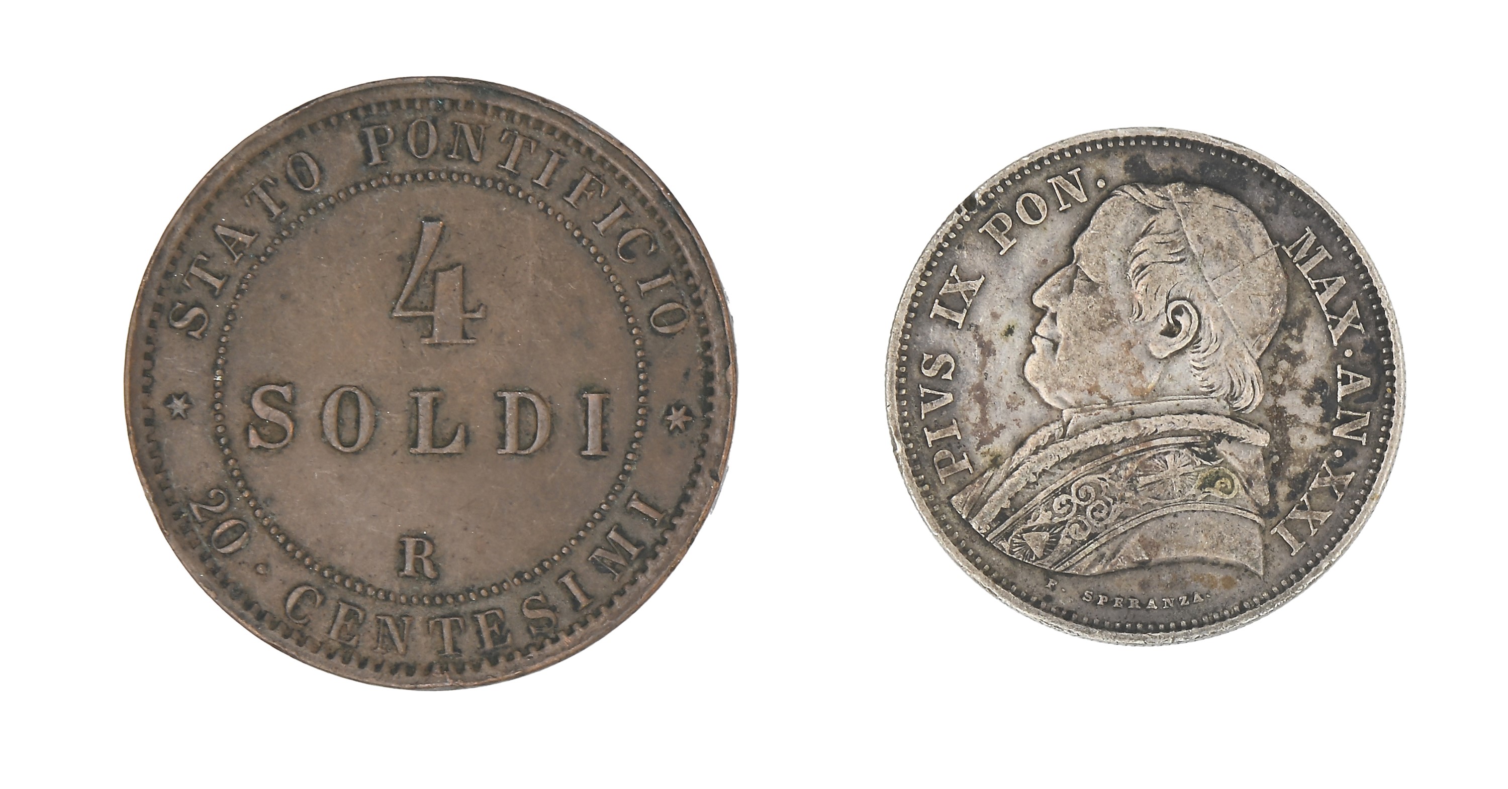 Lotto di 2 Monete di Pio IX