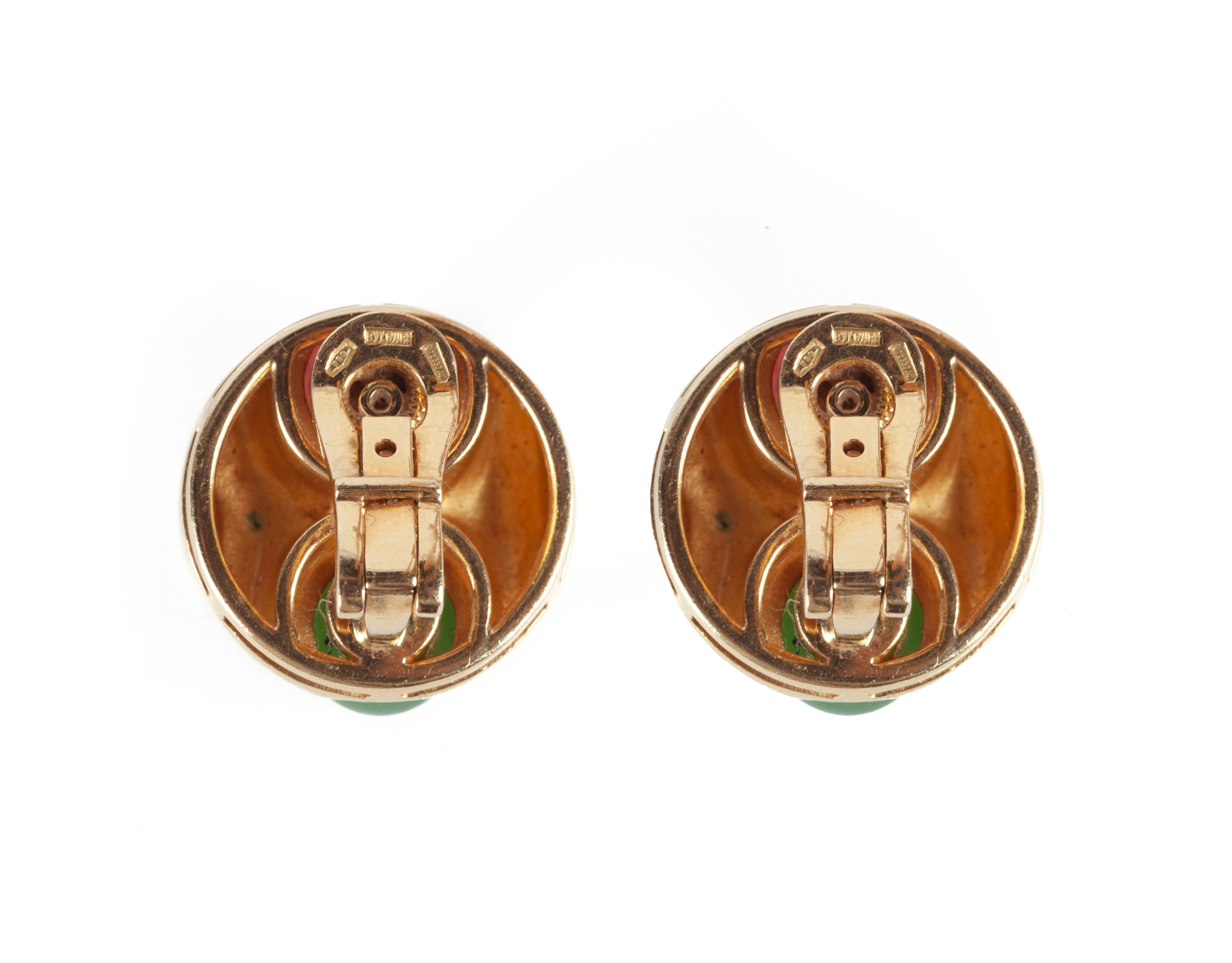 Bulgari Orecchini in Oro, Crisoprasio e Rodocrasite