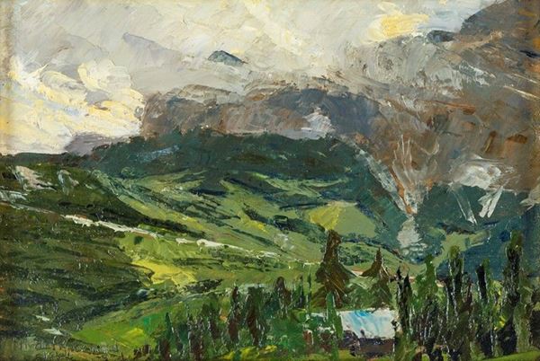 Pittore del XIX secolo - PAESAGGIO MONTANO