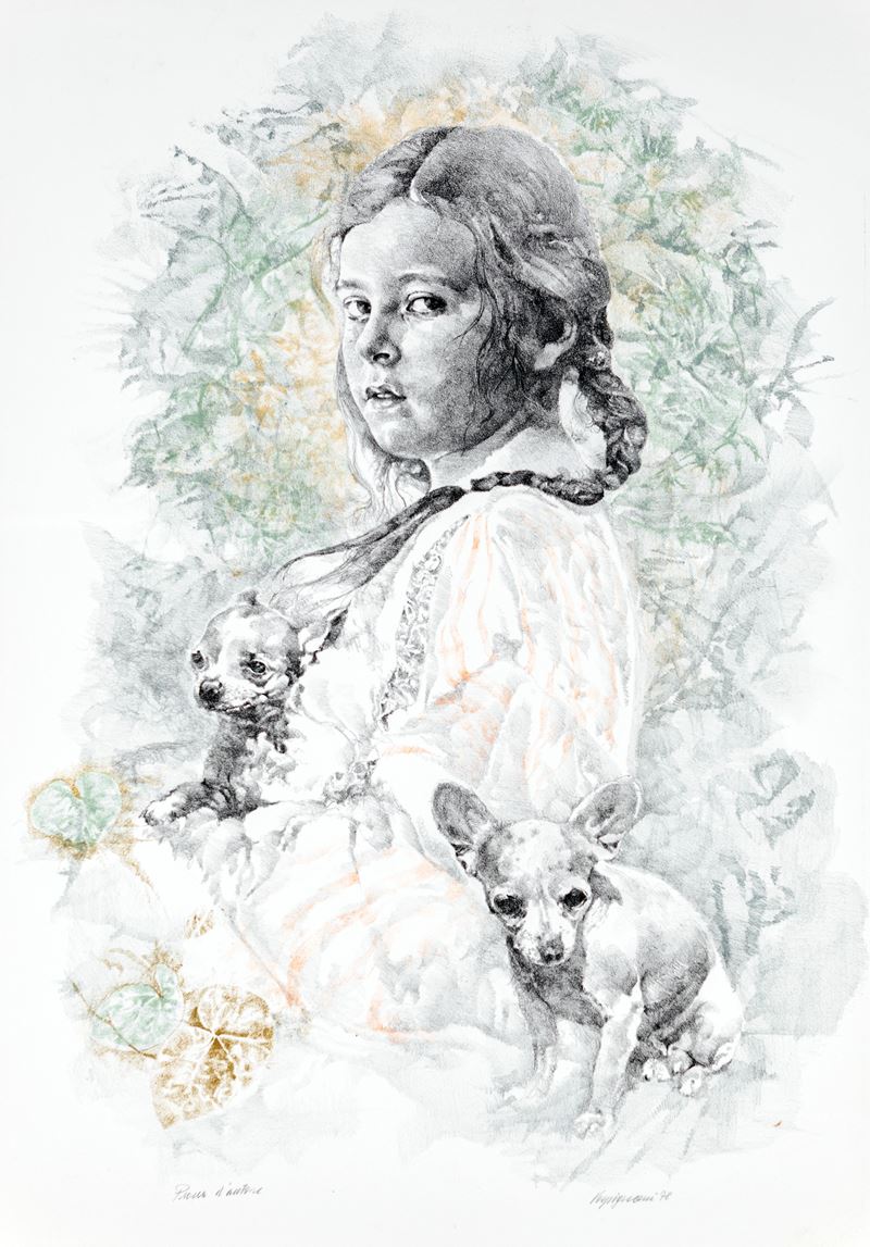 Renzo Vespignani - Fanciulla con Cani