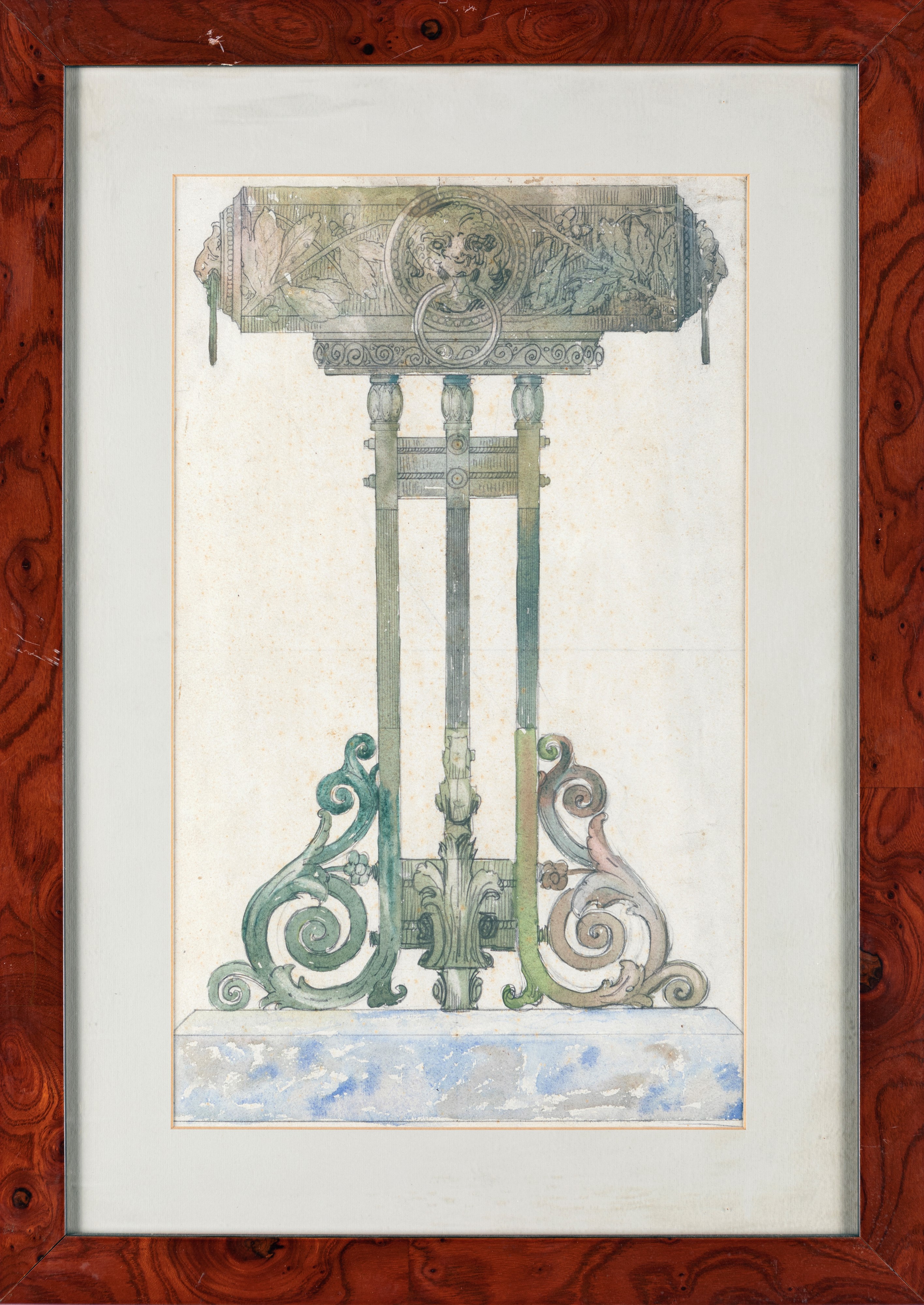 Giovanni Giuliani - Progetto architettonico, acquarello e matita su carta