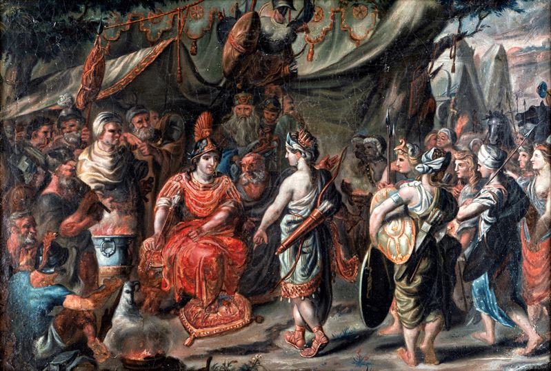 Scuola Romana del XVIII Secolo - Armida di Fronte a Goffredo nel Campo dei Franchi
