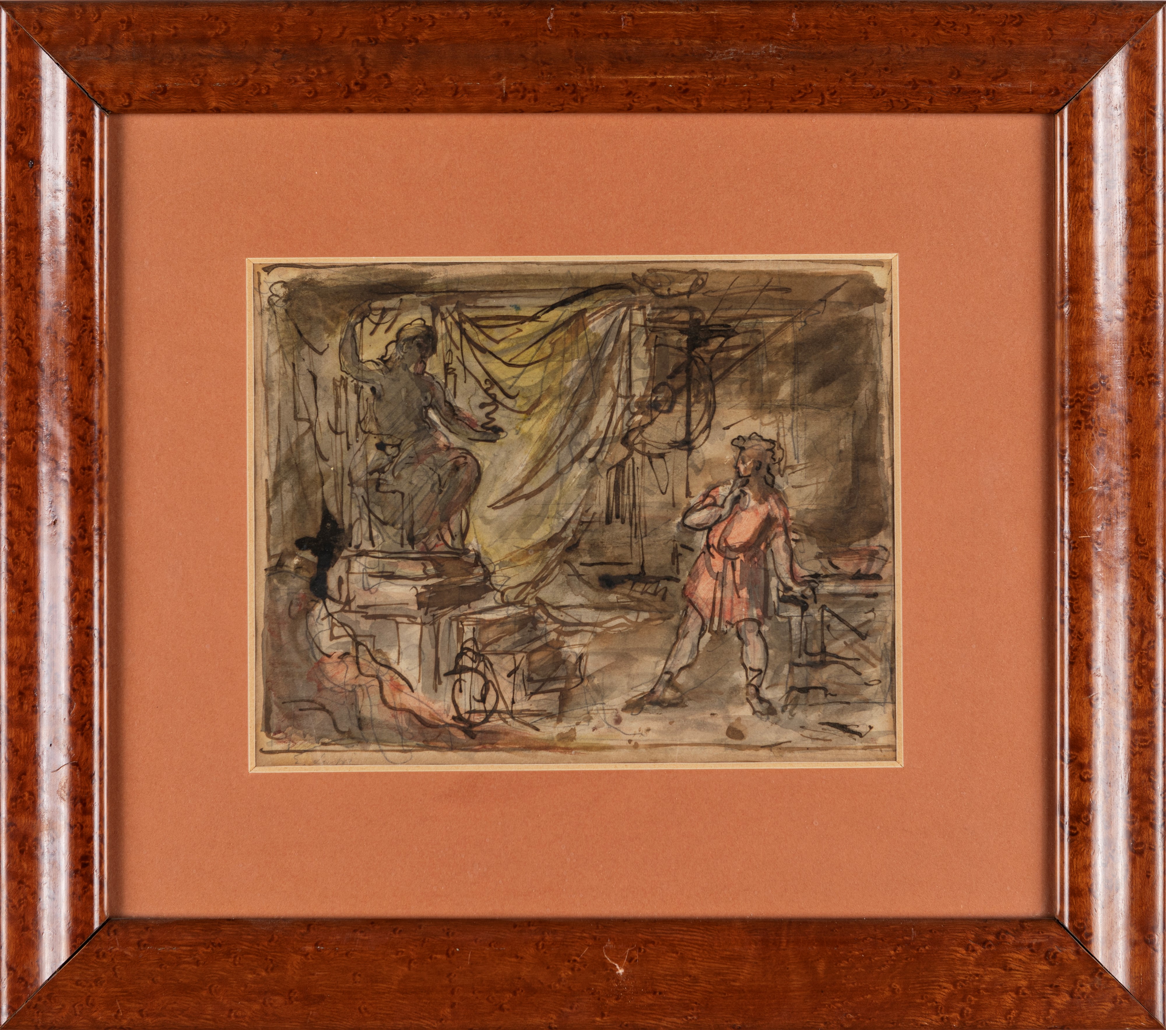 Emilio Lapi - Bozzetto di scena mitologica, acquarello su carta