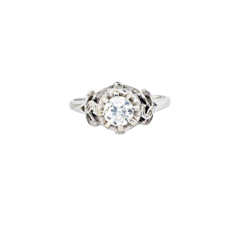 Anello in Oro Bianco con Brillante Solitario