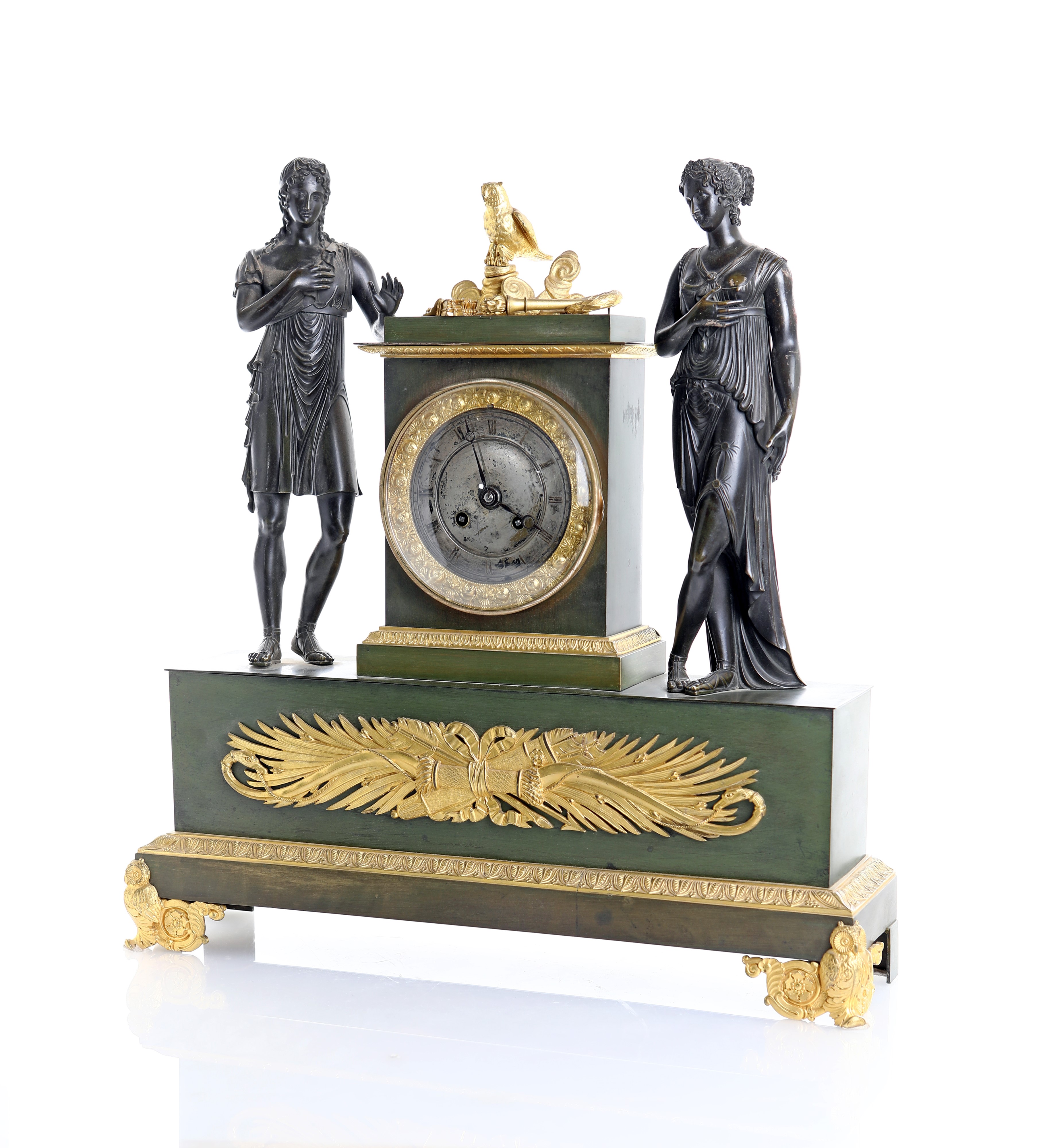 Orologio da Camino in Bronzo Brunito e Dorato, Francia, Carlo X