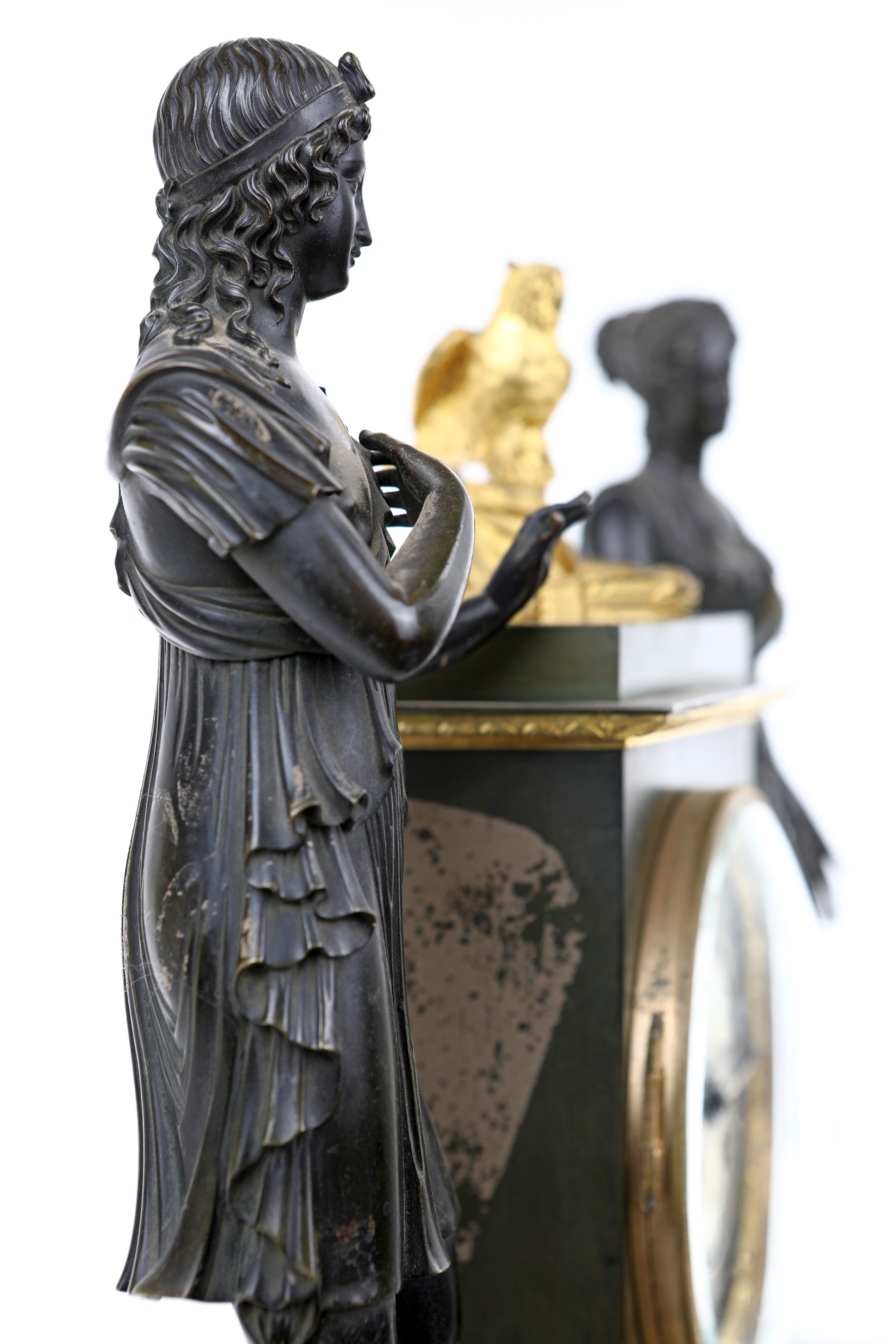 Orologio da Camino in Bronzo Brunito e Dorato, Francia, Carlo X