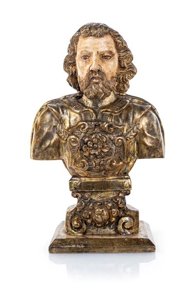 Busto Virile in Legno Argentato a Mecca, XVIII Secolo