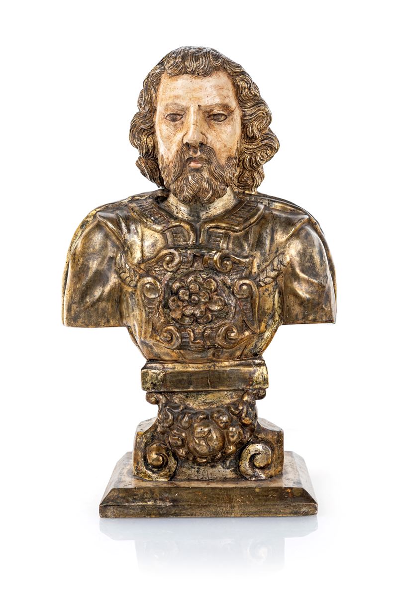 Busto Virile in Legno Argentato a Mecca, XVIII Secolo