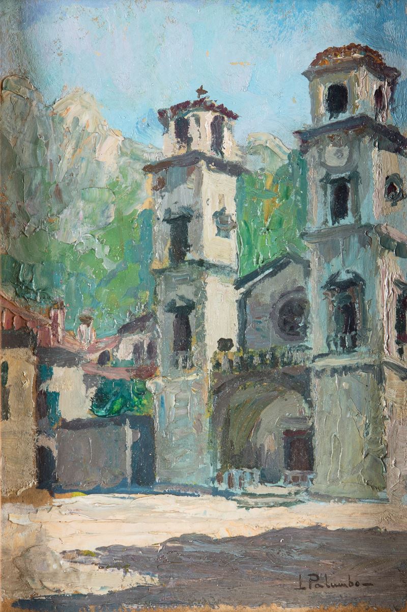 Luigi Palumbo - Scorcio di Borgo con Chiesa