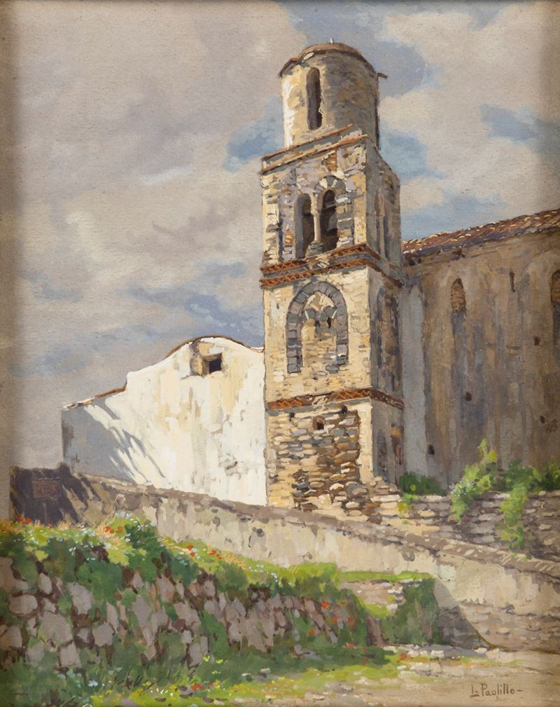 Luigi Paolillo - Scorcio di Paese con Campanile