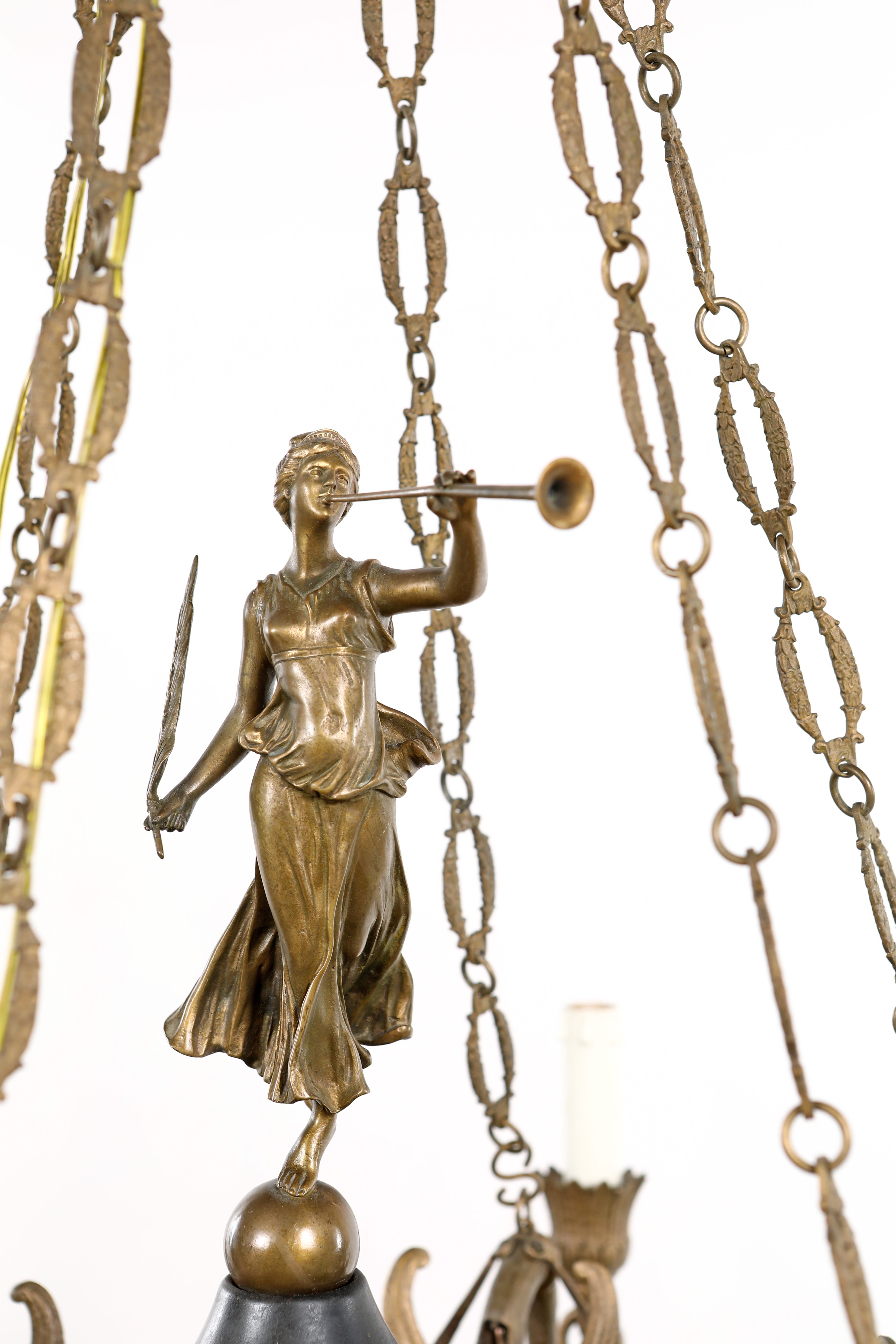 Lampadario di Gusto Impero in Metallo e Bronzo, XIX Secolo