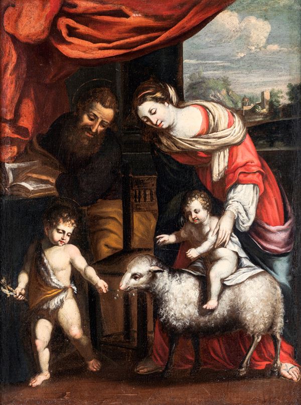 Scuola fiamminga del XVIII secolo - Sacra Famiglia con San Giovannino