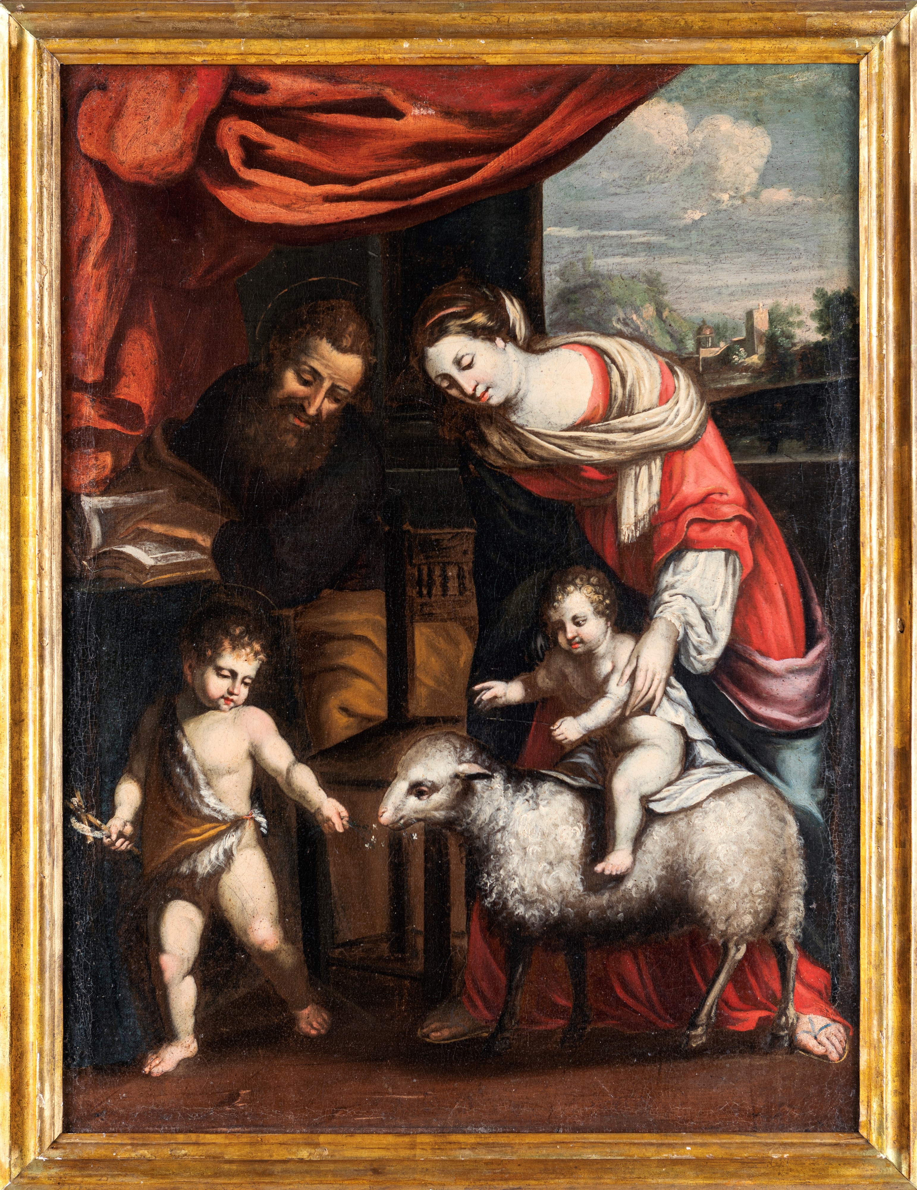 Scuola Fiamminga del XVIII Secolo - Sacra Famiglia con San Giovannino
