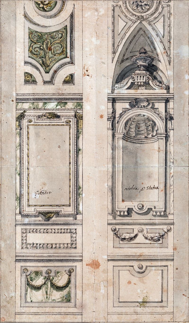 Mauro Antonio Tesi - Studio architettonico, inchiostro acquerellato e china su carta