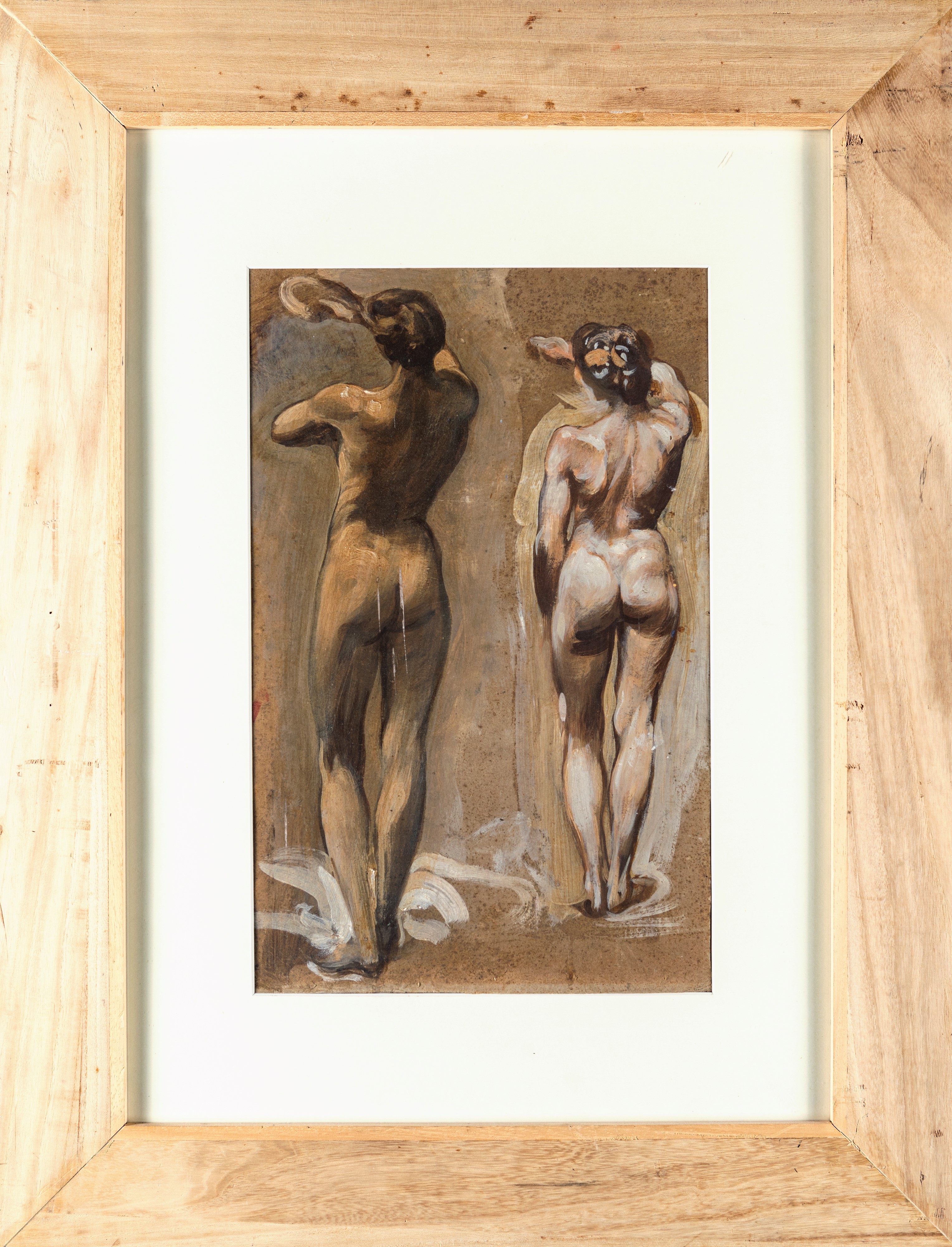 Adolfo De Carolis - Studio di nudi, olio su cartoncino