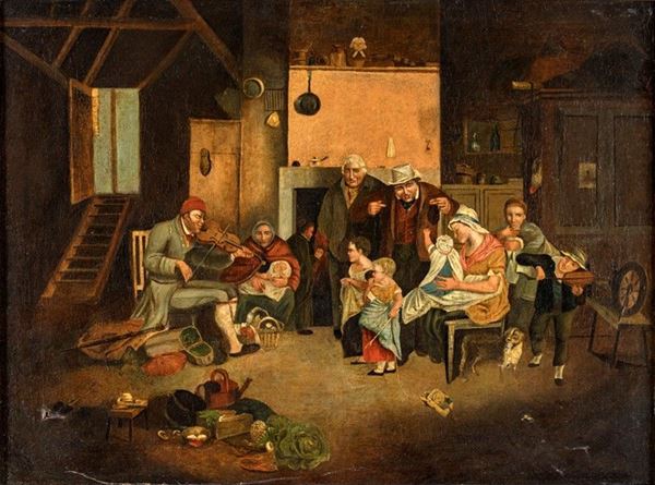 Scuola russa del XIX secolo - SCENA DOMESTICA